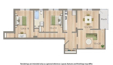 2800 ontario road two bedroom apartment floor plan